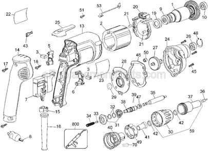 Page A Diagram and Parts List for DW272WT Type 2 DeWALT Electric Drill