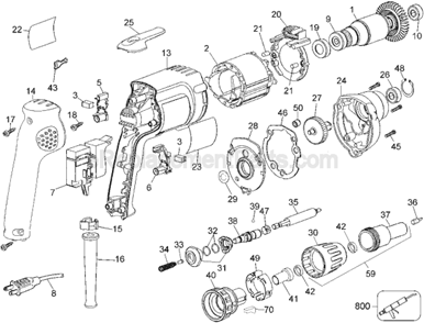 Page A Diagram and Parts List for DW272W Type 2 DeWALT Electric Drill
