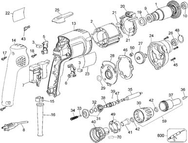 Page A Diagram and Parts List for DW272 Type 2 DeWALT Electric Drill