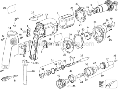 Page A Diagram and Parts List for DW274 Type 2 DeWALT Electric Drill