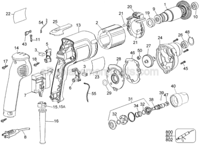 Page A Diagram and Parts List for DW275QD Type 1 DeWALT Electric Drill