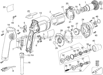 Page A Diagram and Parts List for DW275QD Type 2 DeWALT Electric Drill