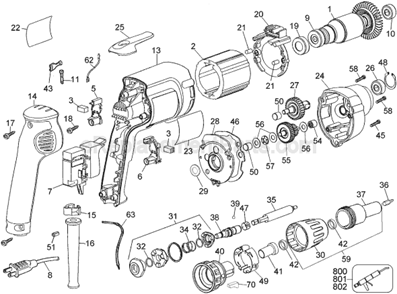 Page A Diagram and Parts List for DW276-220 Type 1 DeWALT Electric Drill