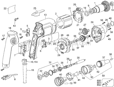 Page A Diagram and Parts List for DW276 Type 2 DeWALT Electric Drill