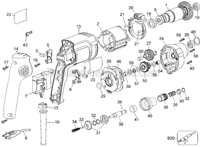 Page A Diagram and Parts List for DW281 Type 3 DeWALT Electric Drill