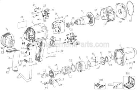 Page A Diagram and Parts List for DW292 Type 1 DeWALT Impact Driver
