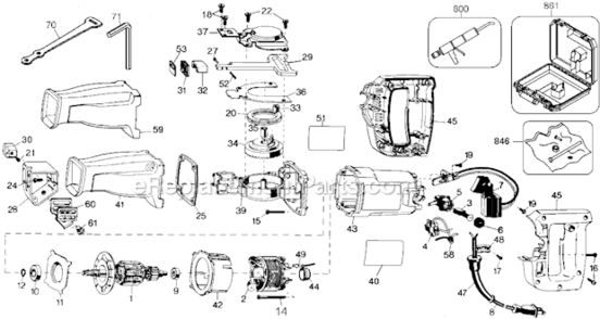 Page A Diagram and Parts List for DW304K Type 2 DeWALT Chop Saw