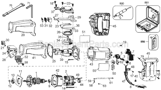 Page A Diagram and Parts List for DW306G Type 2 DeWALT Reciprocating Saw