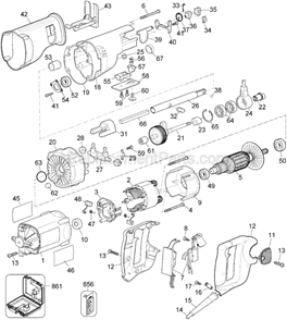 Page A Diagram and Parts List for DW309 Type 1 DeWALT Reciprocating Saw