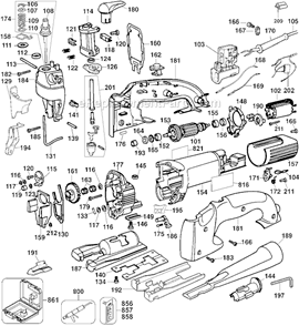 Page A Diagram and Parts List for DW321K-B3  DeWALT Jig Saw