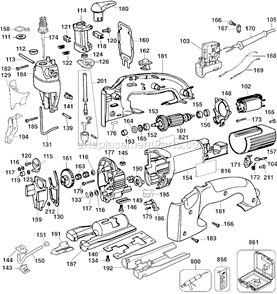 Page A Diagram and Parts List for DW321K Type 2 DeWALT Jig Saw