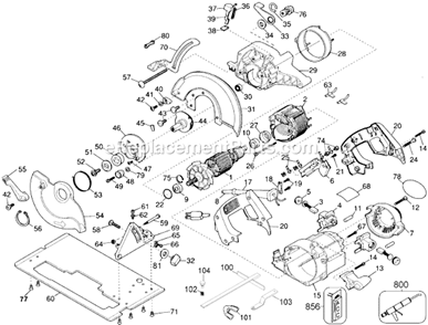 Page A Diagram and Parts List for DW359-B2 Type 2 DeWALT Circular Saw