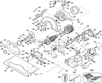 Page A Diagram and Parts List for DW360 Type 1 DeWALT Circular Saw