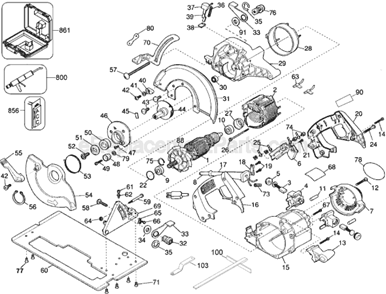 Page A Diagram and Parts List for DW360 Type 2 DeWALT Circular Saw