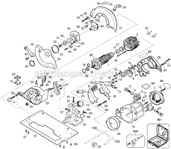 Page A Diagram and Parts List for DW364 Type 1 DeWALT Circular Saw