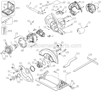 Part Location Diagram of 648219-00 DeWALT Spindle Kit Inc. Lower Guard
