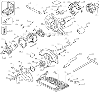 Page A Diagram and Parts List for DW369CSK Type 1 DeWALT Circular Saw