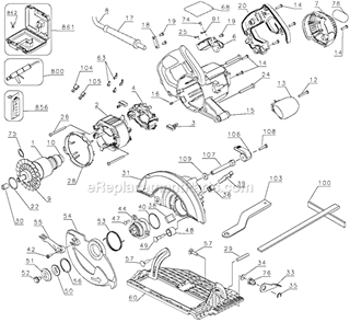 Page A Diagram and Parts List for DW369CSK Type 2 DeWALT Circular Saw