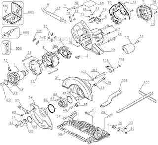 Page A Diagram and Parts List for DW369CSK Type 3 DeWALT Circular Saw