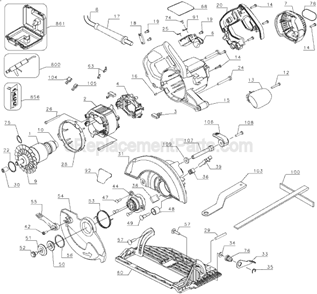Page A Diagram and Parts List for DW369CS Type 1 DeWALT Circular Saw