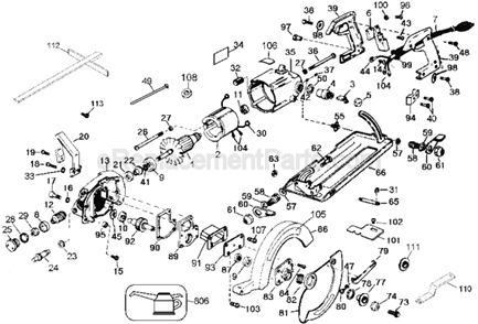 Page A Diagram and Parts List for DW377 Type 2 DeWALT Circular Saw