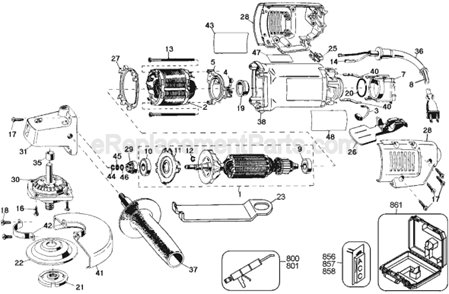Page A Diagram and Parts List for DW402-220 Type 2 DeWALT Angle Grinder