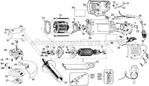 Page A Diagram and Parts List for DW402G Type 6 DeWALT Angle Grinder