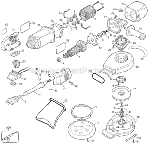 Page A Diagram and Parts List for DW443 Type 2 DeWALT Sander Polisher