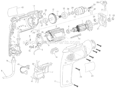 Page A Diagram and Parts List for DW503-BR Type 3 DeWALT Hammer Drill