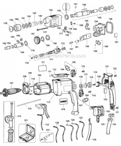 Page A Diagram and Parts List for DW566K Type 1 DeWALT Hammer Drill