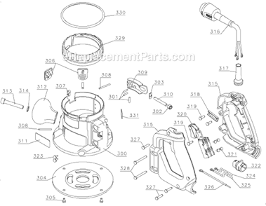 Page D Diagram and Parts List for DW618B3E Type 1 DeWALT Router