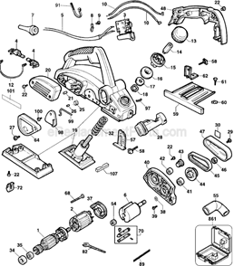 Page A Diagram and Parts List for DW678 Type 2 DeWALT Planer Jointer