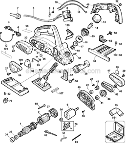 Page A Diagram and Parts List for DW678 Type 4 DeWALT Planer Jointer