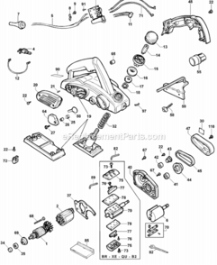 Page A Diagram and Parts List for DW680-BR Type 2 DeWALT Planer Jointer