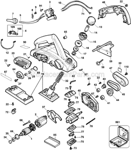 Page A Diagram and Parts List for DW680 Type 2 DeWALT Planer Jointer