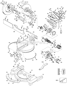Page A Diagram and Parts List for DW704 Type 2 DeWALT Miter Saw