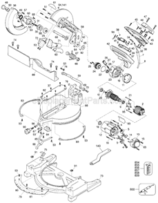Page A Diagram and Parts List for DW704 Type 4A DeWALT Miter Saw