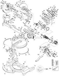 Page A Diagram and Parts List for DW705 Type 4A DeWALT Miter Saw