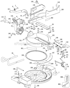 Page B Diagram and Parts List for DW715 Type 1 DeWALT Miter Saw