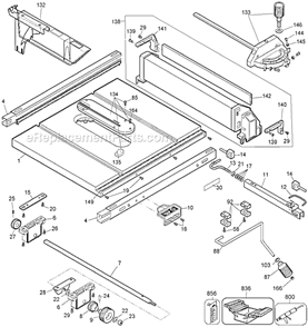 Page A Diagram and Parts List for DW744XRSCDN Type 4 DeWALT Table Saw