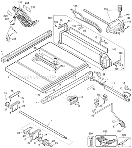 Page B Diagram and Parts List for DW744XRS Type 5 DeWALT Table Saw