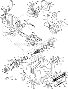 Page B Diagram and Parts List for DW744 Type 1 DeWALT Table Saw