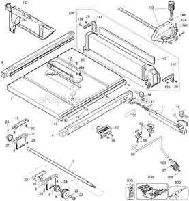 Page B Diagram and Parts List for DW744 Type 3 DeWALT Table Saw