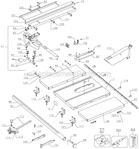 Page A Diagram and Parts List for DW746X Type 1 DeWALT Table Saw