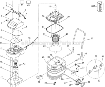 Page A Diagram and Parts List for DW795 Type 1 DeWALT Utility Vacuum