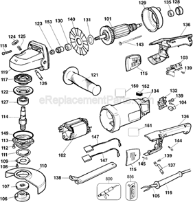 Page A Diagram and Parts List for DW831 Type 15 DeWALT Angle Grinder