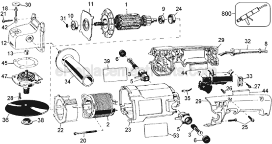 Page A Diagram and Parts List for DW845 Type 1 DeWALT Sander Polisher