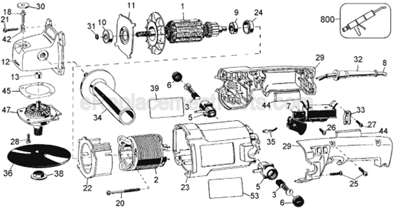 Page A Diagram and Parts List for DW845 Type 2 DeWALT Sander Polisher