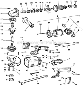Part Location Diagram of 401048-01 DeWALT Gear Case Assembly