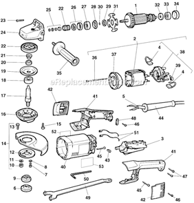 Page A Diagram and Parts List for DW852 Type A1 DeWALT Angle Grinder